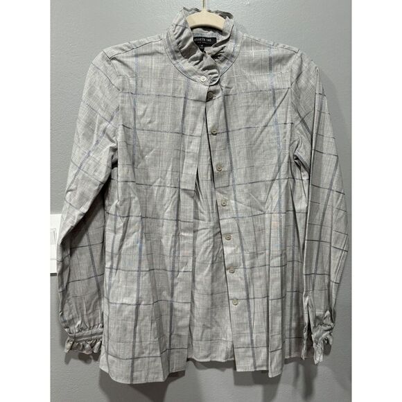 Tops - LAFAYETTE 148 New York Kelly Windowpane Wool Blend‎ Blouse Size XS